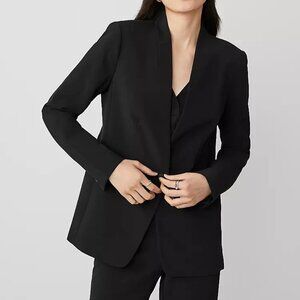 Ann Taylor The Long Collarless Blazer in Fluid Crepe